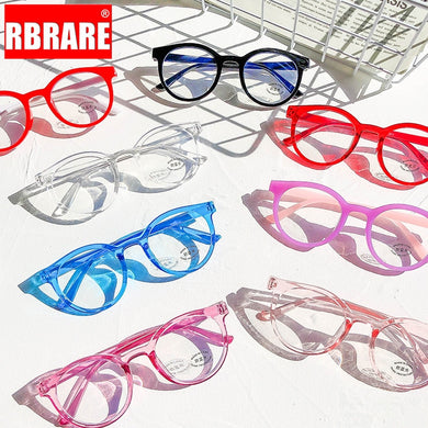 RBRARE Retro Round Glasses Frame Children's Glasses Anti-blue Light Glasses For Kids Student Eyeglasses Child Goggle Cute Pink
