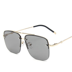 RBRARE Square Rimless Sunglasses Men's And Women's Gradient Sunglasses Brand Designer Big Frame Retro Trend Oculos Feminino