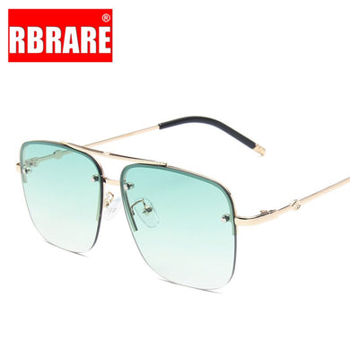 RBRARE Square Rimless Sunglasses Men's And Women's Gradient Sunglasses Brand Designer Big Frame Retro Trend Oculos Feminino
