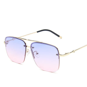 RBRARE Square Rimless Sunglasses Men's And Women's Gradient Sunglasses Brand Designer Big Frame Retro Trend Oculos Feminino
