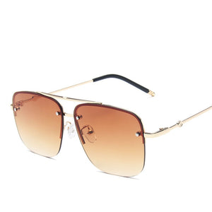 RBRARE Square Rimless Sunglasses Men's And Women's Gradient Sunglasses Brand Designer Big Frame Retro Trend Oculos Feminino