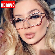 Carica l&#39;immagine nel visualizzatore di Gallery, RBROVO 2022 Cat Eye Glasses Frame Women Retro Glasses Frame Women Clear Eyeglasses Frame Women/Men Alloy Lentes De Lectura Mujer