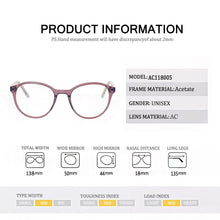 Load image into Gallery viewer, REAL Ultralight Multicolor Acetate Optical Glasses Women Glasses Frame Student Myopic Glasses Read Glasses Prescription