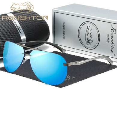 RENEKTON Occhiali da sole con lenti senza montatura polarizzate in alluminio e magnesio per uomo Occhiali da donna retrò ad alta definizione Oculos de sol 