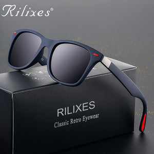 RILIXES Guy's Sun glasses Square Rivet Wrap Frame Polarized Sunglasses Men Classic Design Women Men's Sunglass UV400