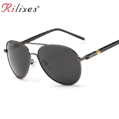 RILIXES UV400 Pilot Yurt Sun Glasses Men Polarized Sunglasses Brand Logo Design Driving Glasses Goggles Oculos de sol