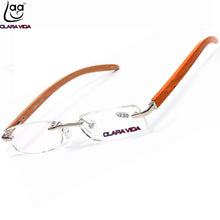 Load image into Gallery viewer, RIMLESS WOOD BAMBOO LEGS SILVER ALLOY RESIN LENSES WITH CASE men women reading glasses +1.00 +1.50 +2.00 +2.50 +3.00 +3.50