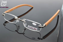 Load image into Gallery viewer, RIMLESS WOOD BAMBOO LEGS SILVER ALLOY RESIN LENSES WITH CASE men women reading glasses +1.00 +1.50 +2.00 +2.50 +3.00 +3.50