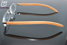 Load image into Gallery viewer, RIMLESS WOOD BAMBOO LEGS SILVER ALLOY RESIN LENSES WITH CASE men women reading glasses +1.00 +1.50 +2.00 +2.50 +3.00 +3.50