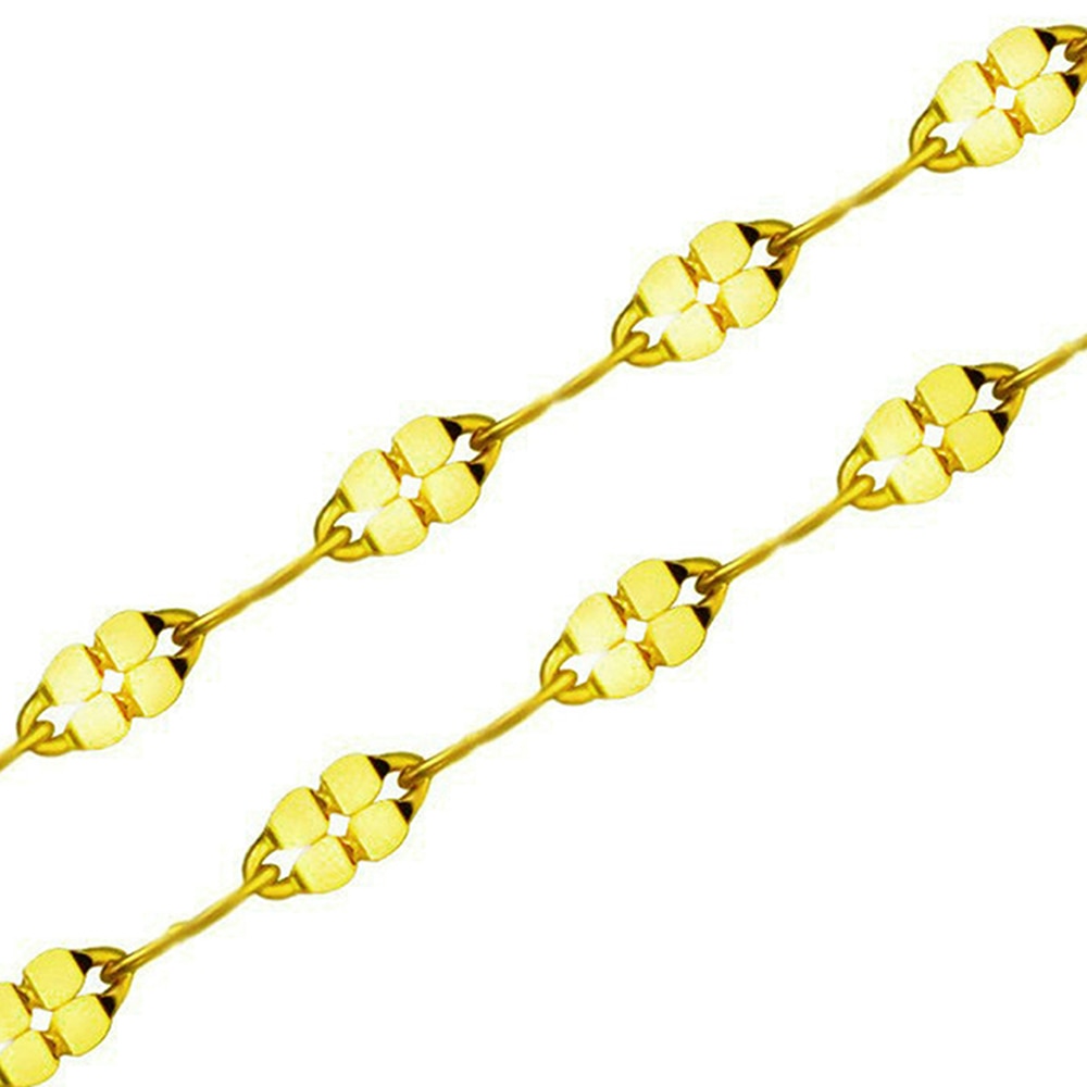 Fine Jewelry Genuine 18K Yellow Gold Necklace Pure AU750 Heart Clover Chain 16 18 Inches