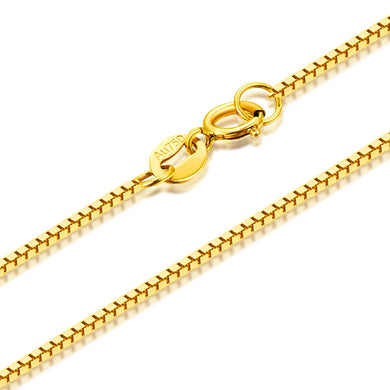 Fine Jewelry Genuine 18K Yellow Gold Necklace Pure AU750 Square Box Chain 16 18 Inches