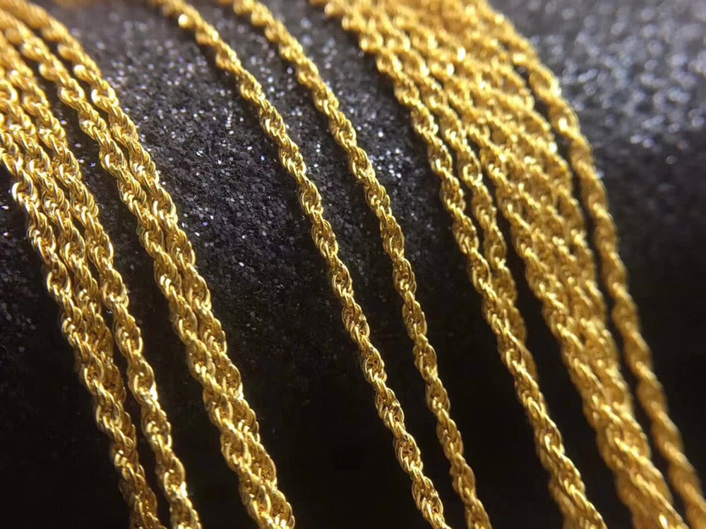 Fine Jewelry Genuine 18K Yellow Gold Necklace Twisted Singapore Chain Stamped Au750 16 18 Inches