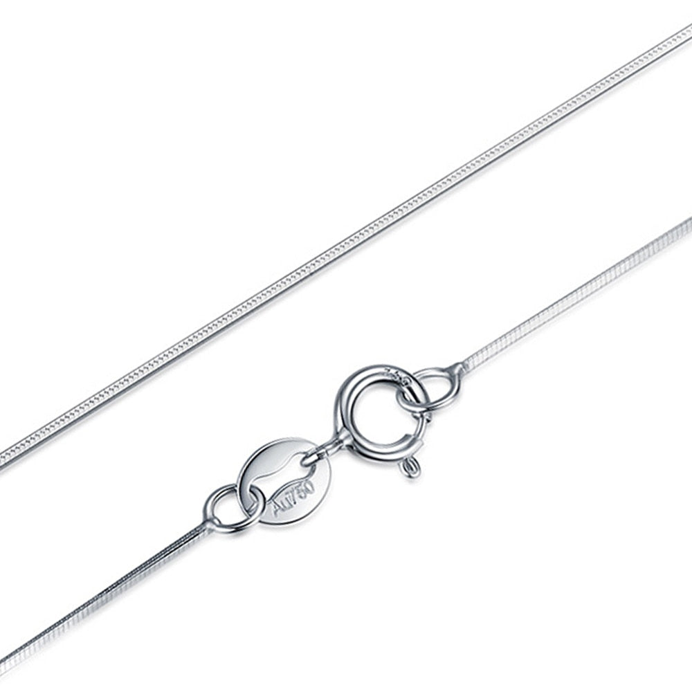 Fine Jewelry Pure 18K White Gold Necklace Solid Snake Chain for Women Engraved Au750 16 18 Inches 2-3 Gram