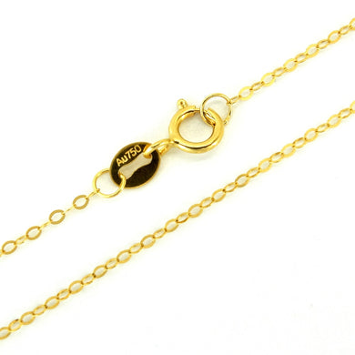 Genuine 18K Yellow Gold Necklace for Girl Pure AU750 Cute Rolo Chain 1mm Width 10 - 16 Inches