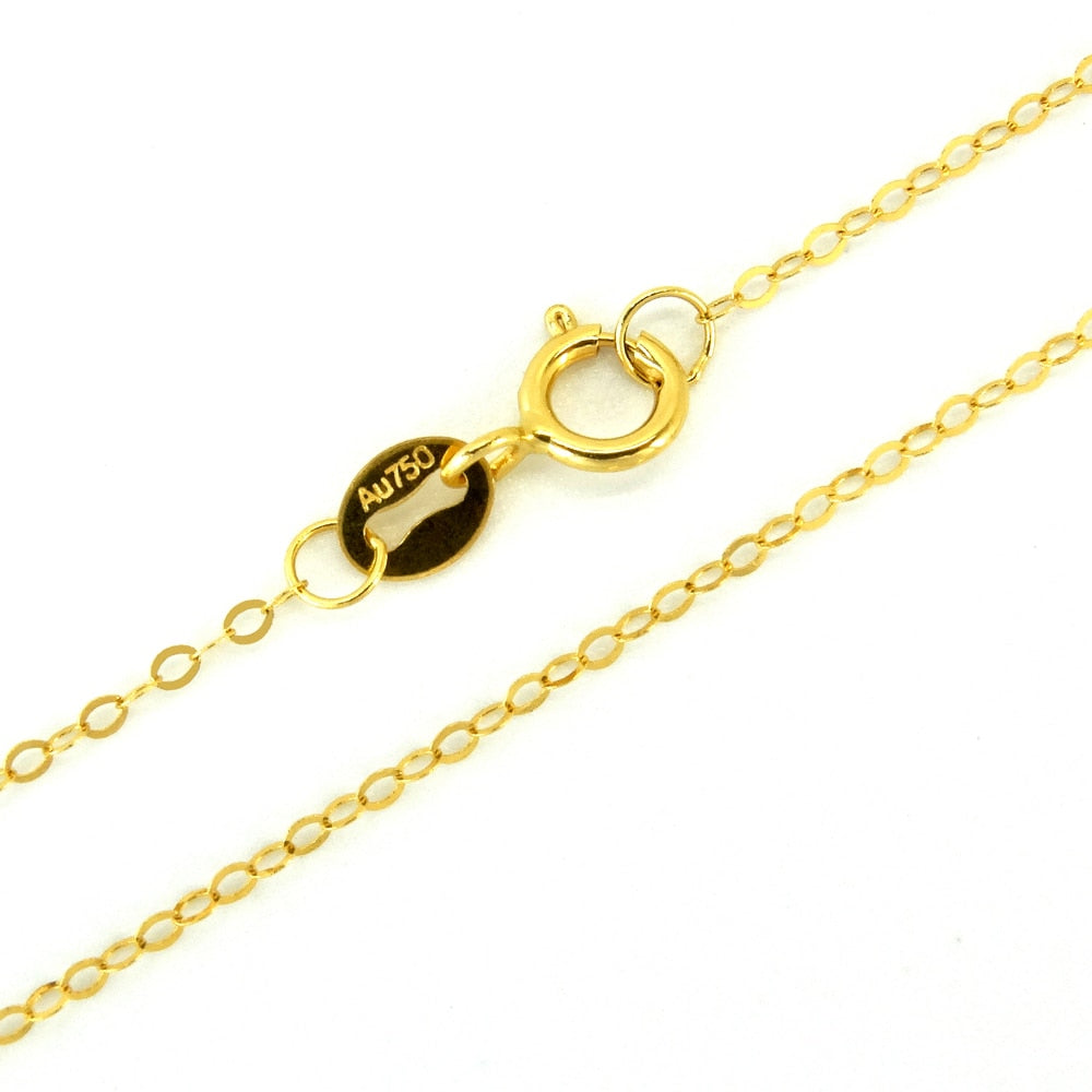 Genuine 18K Yellow Gold Necklace for Girl Pure AU750 Cute Rolo Chain 1mm Width 10 - 16 Inches