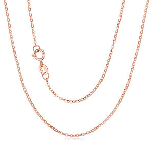 Solid 18K Rose Gold Necklace for Girl Pure AU750 Cute Rolo Chain 1mm Width 10 - 16 Inches