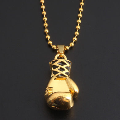 RJ Fashion Boys Silver Glod Mini Boxing Glove Necklaces Fitness Boxing Jewelry Unisex Co Pendant Necklace Men Best Gift Kolye