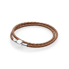 Load image into Gallery viewer, 100%925 Sterling Silver Fashion Lovers Leather Double Loop Bracelet (Multi Color Choice) DIY Gift Jewelry Factory Direct