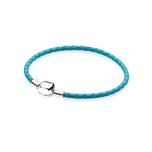 Load image into Gallery viewer, 100%925 Sterling Silver Fashion Lovers Leather Double Loop Bracelet (Multi Color Choice) DIY Gift Jewelry Factory Direct