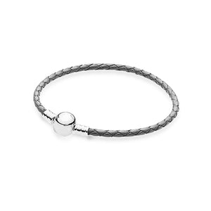 100%925 Sterling Silver Fashion Lovers Leather Double Loop Bracelet (Multi Color Choice) DIY Gift Jewelry Factory Direct