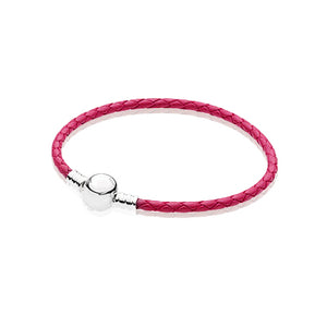100%925 Sterling Silver Fashion Lovers Leather Double Loop Bracelet (Multi Color Choice) DIY Gift Jewelry Factory Direct