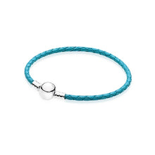 Load image into Gallery viewer, 100%925 Sterling Silver Fashion Lovers Leather Double Loop Bracelet (Multi Color Choice) DIY Gift Jewelry Factory Direct
