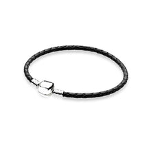 Load image into Gallery viewer, 100%925 Sterling Silver Fashion Lovers Leather Double Loop Bracelet (Multi Color Choice) DIY Gift Jewelry Factory Direct