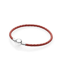 Load image into Gallery viewer, 100%925 Sterling Silver Fashion Lovers Leather Double Loop Bracelet (Multi Color Choice) DIY Gift Jewelry Factory Direct
