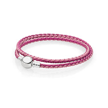 Load image into Gallery viewer, 100%925 Sterling Silver Fashion Lovers Leather Double Loop Bracelet (Multi Color Choice) DIY Gift Jewelry Factory Direct