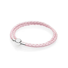 Load image into Gallery viewer, 100%925 Sterling Silver Fashion Lovers Leather Double Loop Bracelet (Multi Color Choice) DIY Gift Jewelry Factory Direct