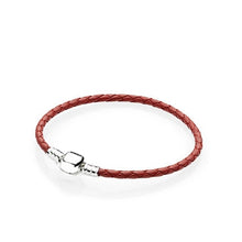 Load image into Gallery viewer, 100%925 Sterling Silver Fashion Lovers Leather Double Loop Bracelet (Multi Color Choice) DIY Gift Jewelry Factory Direct