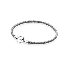 Load image into Gallery viewer, 100%925 Sterling Silver Fashion Lovers Leather Double Loop Bracelet (Multi Color Choice) DIY Gift Jewelry Factory Direct
