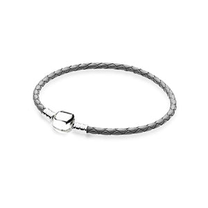 100%925 Sterling Silver Fashion Lovers Leather Double Loop Bracelet (Multi Color Choice) DIY Gift Jewelry Factory Direct
