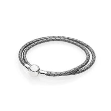 Load image into Gallery viewer, 100%925 Sterling Silver Fashion Lovers Leather Double Loop Bracelet (Multi Color Choice) DIY Gift Jewelry Factory Direct