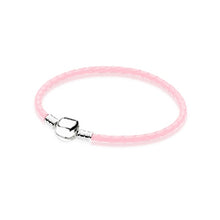 Load image into Gallery viewer, 100%925 Sterling Silver Fashion Lovers Leather Double Loop Bracelet (Multi Color Choice) DIY Gift Jewelry Factory Direct
