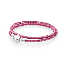 Load image into Gallery viewer, 100%925 Sterling Silver Fashion Lovers Leather Double Loop Bracelet (Multi Color Choice) DIY Gift Jewelry Factory Direct