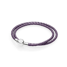 Load image into Gallery viewer, 100%925 Sterling Silver Fashion Lovers Leather Double Loop Bracelet (Multi Color Choice) DIY Gift Jewelry Factory Direct