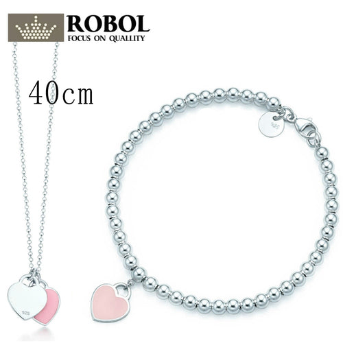 2018 New Trendy Heart Bracelet Brand 925 Streling Silver Pendant Pink New York For Women Elegant TIFF Bracelet Jewelry