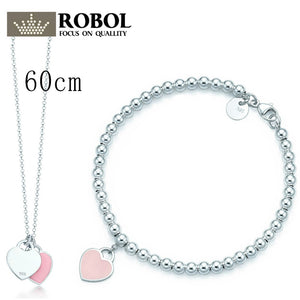 2018 New Trendy Heart Bracelet Brand 925 Streling Silver Pendant Pink New York For Women Elegant TIFF Bracelet Jewelry