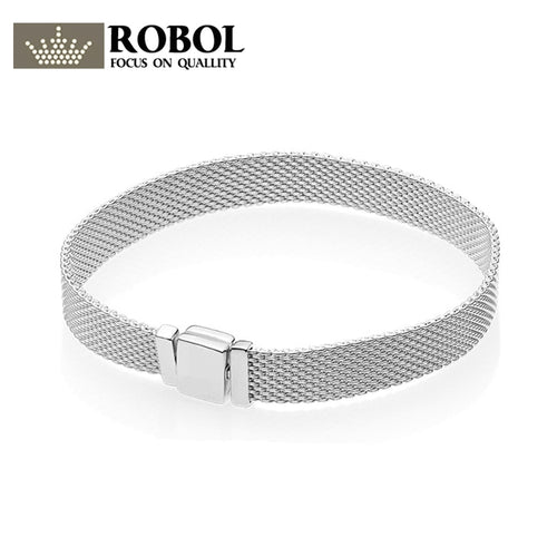 925 Sterling Silver Original PAN Bracelets Reflexions 597712 Bracelet Jewelry Female Mesh Chain High Quality 1:1 Template