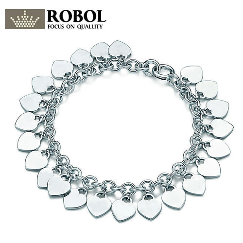 925 Sterling Silver Wedding Party Tiff Bracelets With Cubic Zirconia Fit Women Heart-Shaped Classic Birthd Party Gift
