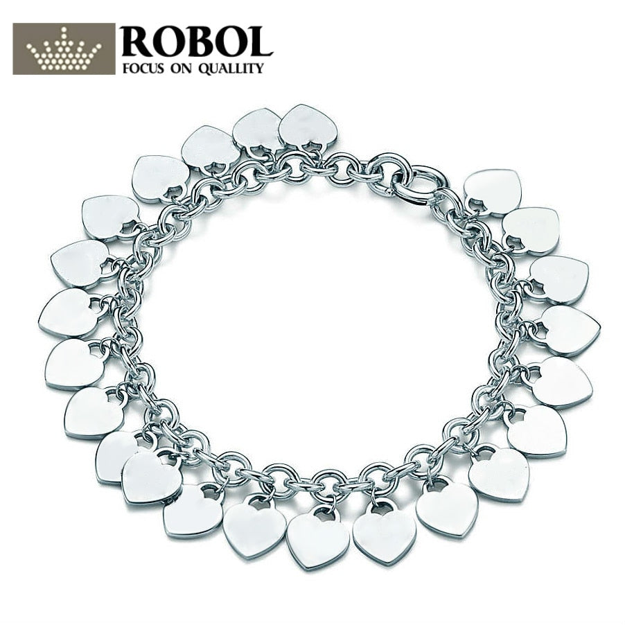 925 Sterling Silver Wedding Party Tiff Bracelets With Cubic Zirconia Fit Women Heart-Shaped Classic Birthd Party Gift