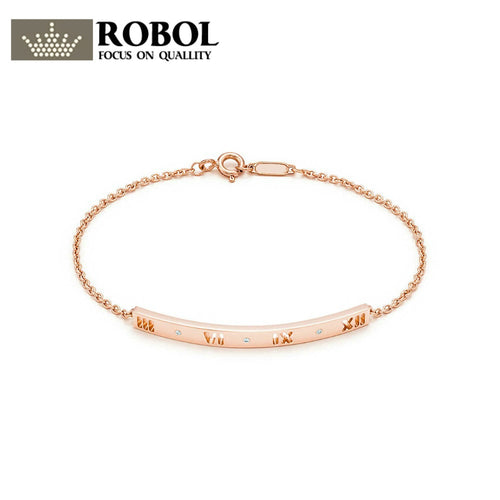 Charm Gift 925 Sterling Silver Hollow English Digital Print Bracelet TIFF Attractive Elegance Rose Gold World Jewelry
