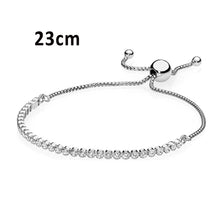Load image into Gallery viewer, Pan 925 Sterling Silver MOMENTS Sliding Bracelet Brilliant Bow Fit Original Charm Jewelry Women Adjustable zircon Chain