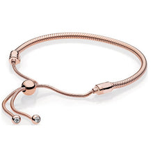Load image into Gallery viewer, Pan 925 Sterling Silver MOMENTS Sliding Bracelet Brilliant Bow Fit Original Charm Jewelry Women Adjustable zircon Chain