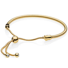 Load image into Gallery viewer, Pan 925 Sterling Silver MOMENTS Sliding Bracelet Brilliant Bow Fit Original Charm Jewelry Women Adjustable zircon Chain
