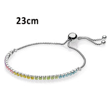 Load image into Gallery viewer, Pan 925 Sterling Silver MOMENTS Sliding Bracelet Brilliant Bow Fit Original Charm Jewelry Women Adjustable zircon Chain