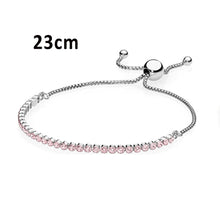 Load image into Gallery viewer, Pan 925 Sterling Silver MOMENTS Sliding Bracelet Brilliant Bow Fit Original Charm Jewelry Women Adjustable zircon Chain