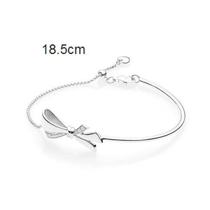 Pan 925 Sterling Silver MOMENTS Sliding Bracelet Brilliant Bow Fit Original Charm Jewelry Women Adjustable zircon Chain