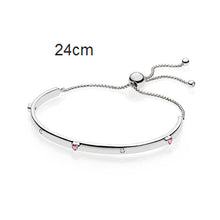 Load image into Gallery viewer, Pan 925 Sterling Silver MOMENTS Sliding Bracelet Brilliant Bow Fit Original Charm Jewelry Women Adjustable zircon Chain